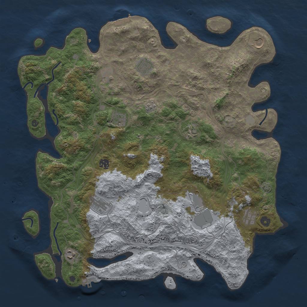 Rust Map: Procedural Map, Size: 4500, Seed: 134191460, 19 Monuments