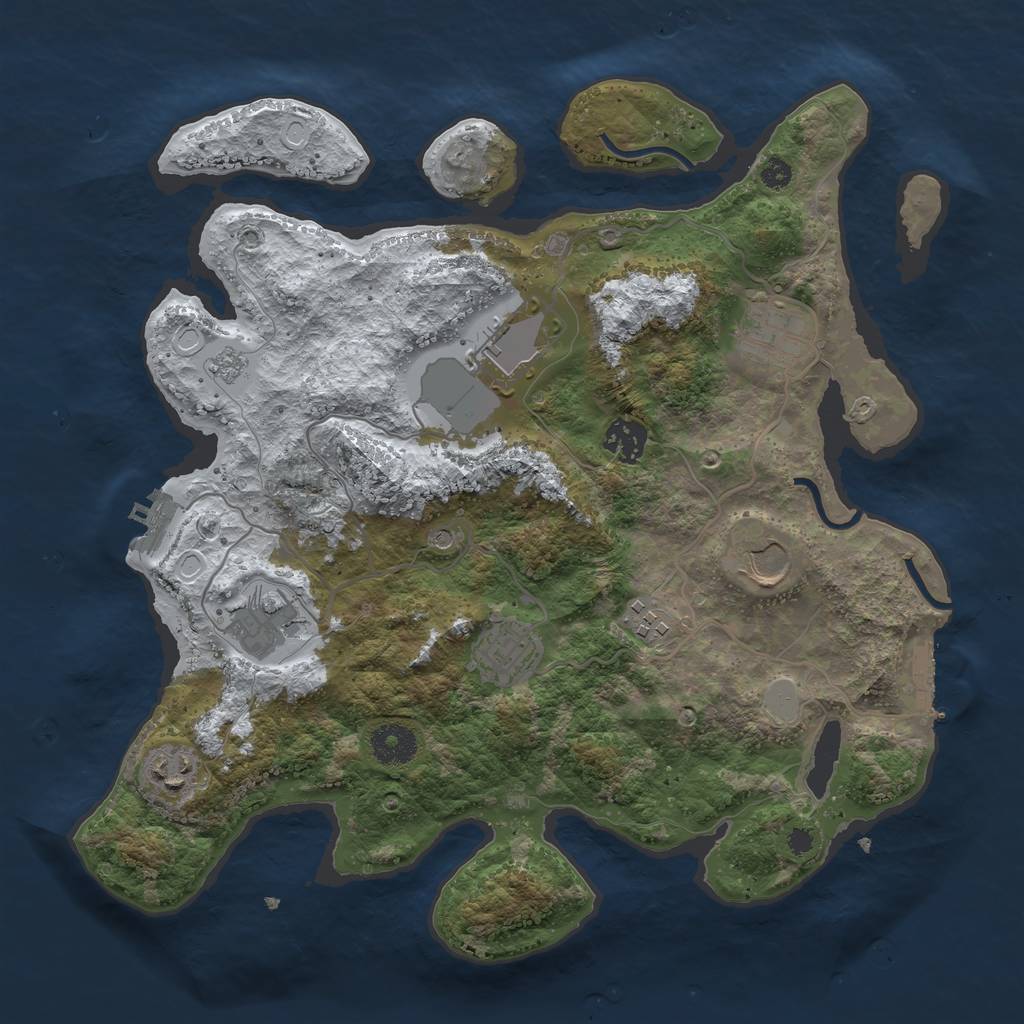 Rust Map: Procedural Map, Size: 3500, Seed: 176296242, 17 Monuments