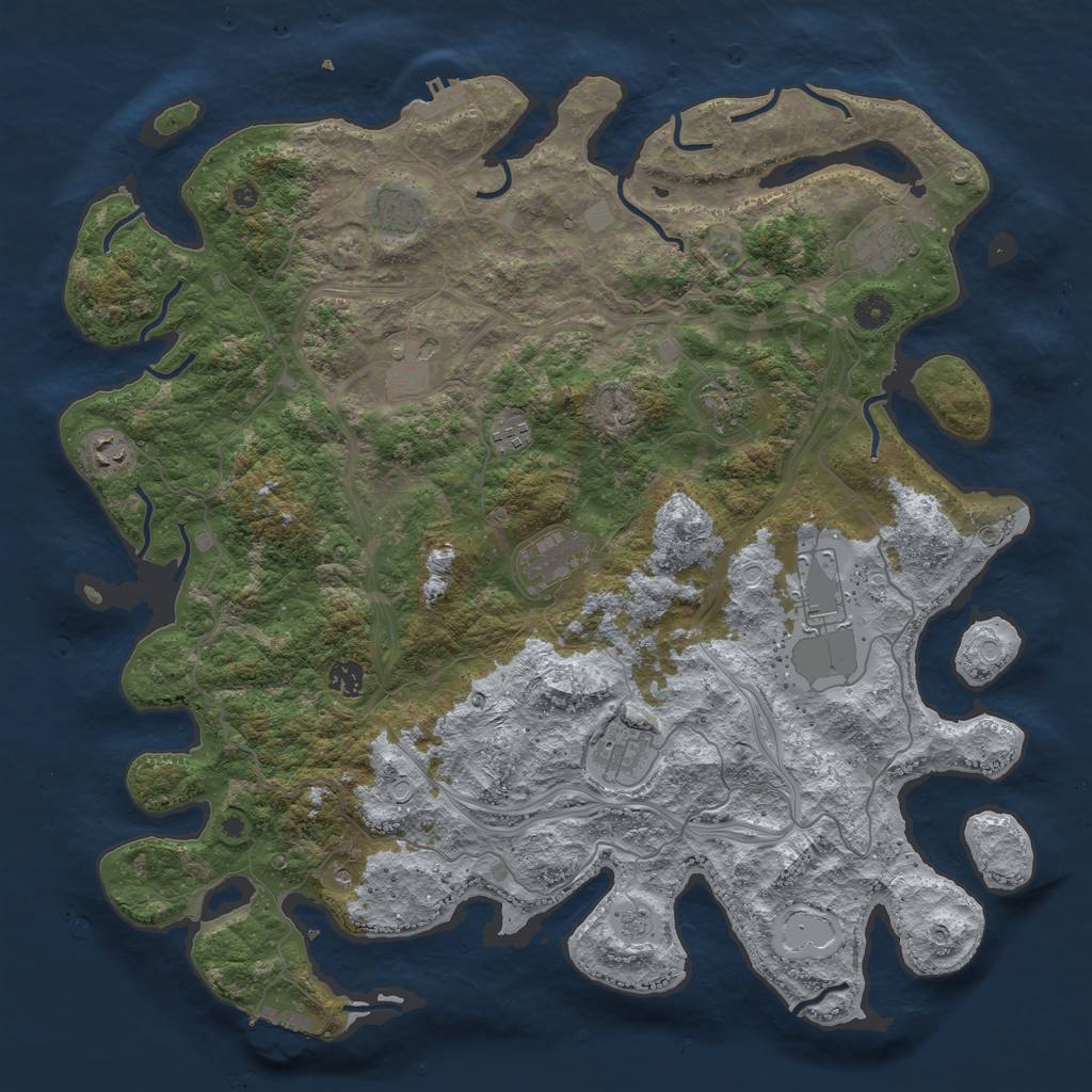 Rust Map: Procedural Map, Size: 4500, Seed: 151406, 17 Monuments