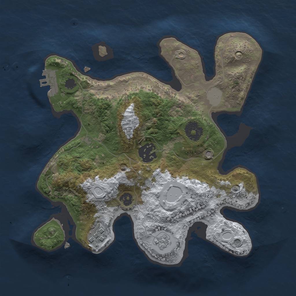 Rust Map: Procedural Map, Size: 2400, Seed: 697233, 9 Monuments
