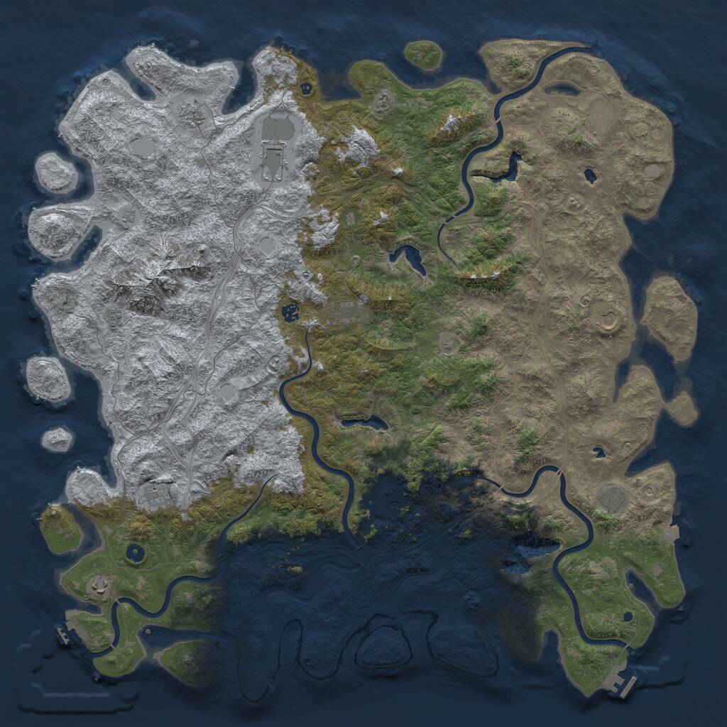 Rust Map: Procedural Map, Size: 6000, Seed: 46244288, 17 Monuments