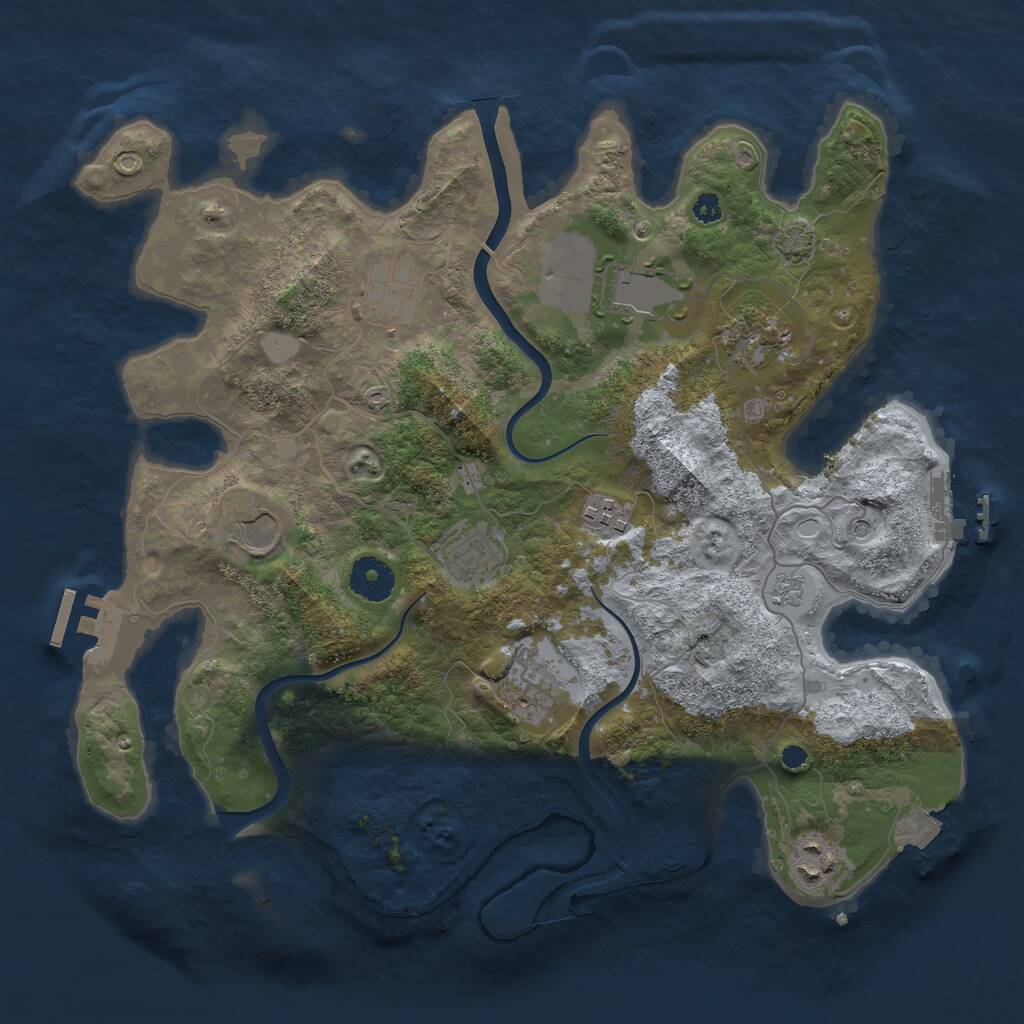 Rust Map: Procedural Map, Size: 3500, Seed: 1986507, 14 Monuments