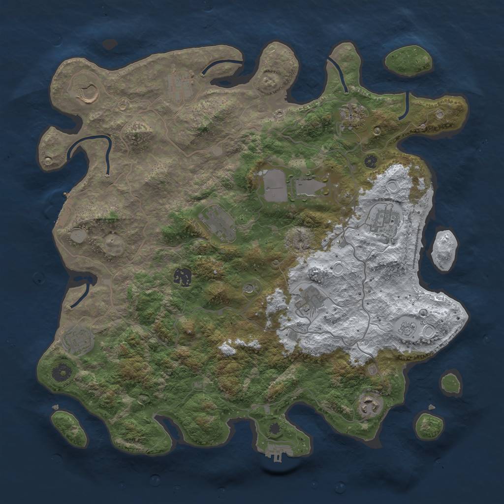 Rust Map: Procedural Map, Size: 4000, Seed: 48477686, 19 Monuments