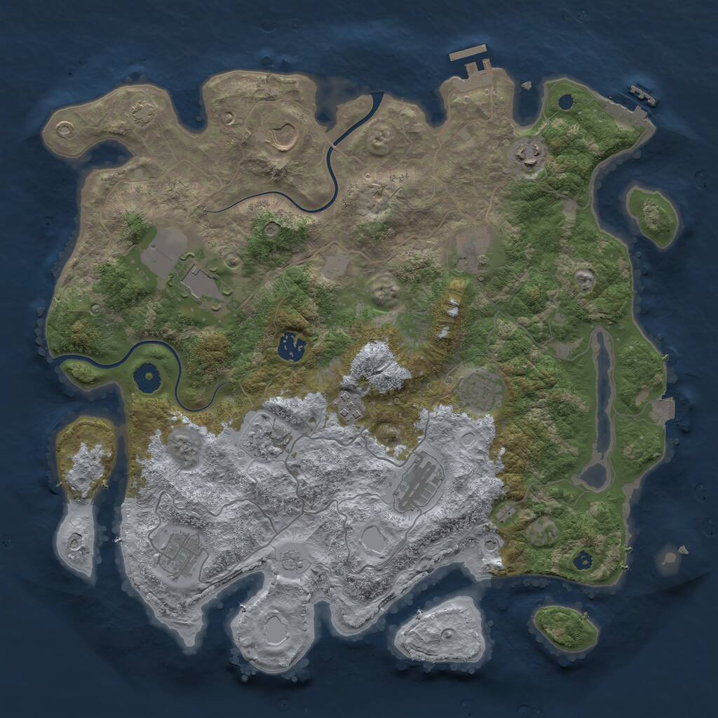 Rust Map: Procedural Map, Size: 3850, Seed: 968428517, 16 Monuments