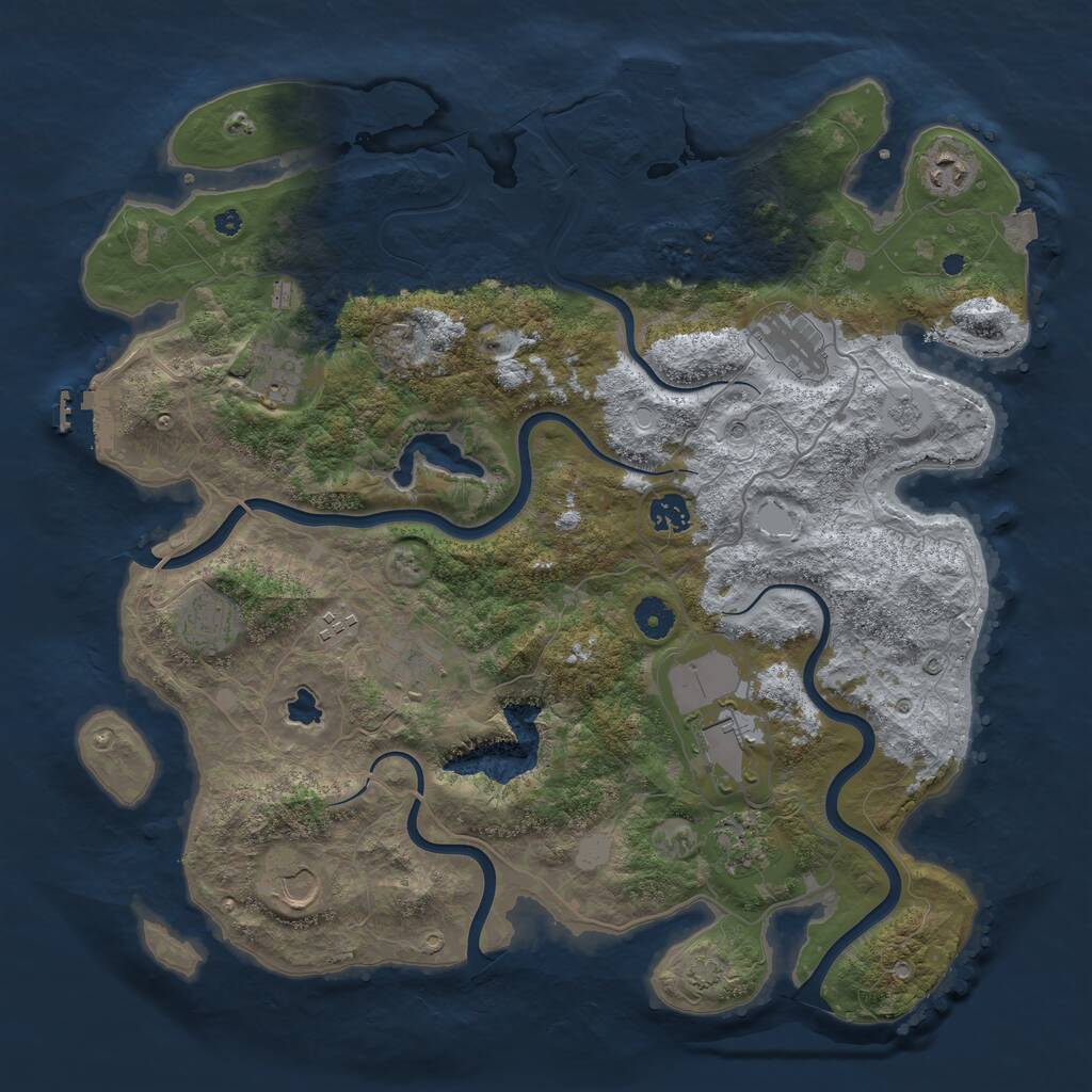 Rust Map: Procedural Map, Size: 4100, Seed: 133658, 16 Monuments