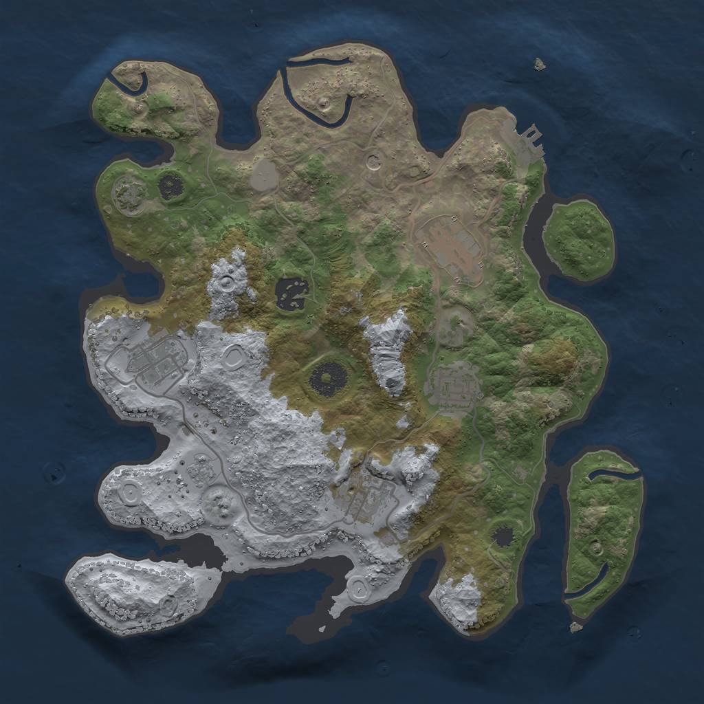 Rust Map: Procedural Map, Size: 3000, Seed: 805894983, 12 Monuments