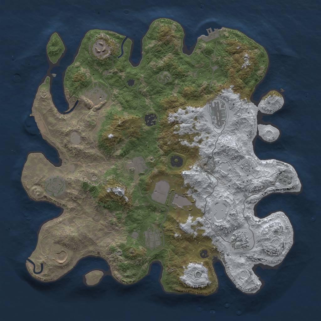 Rust Map: Procedural Map, Size: 3850, Seed: 1805547619, 20 Monuments