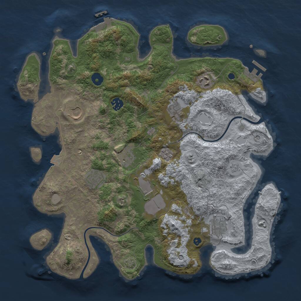 Rust Map: Procedural Map, Size: 3750, Seed: 1911522377, 15 Monuments