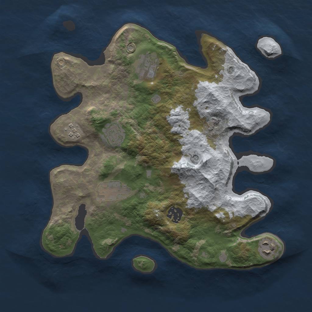 Rust Map: Barren, Size: 3000, Seed: 1427063713, 9 Monuments