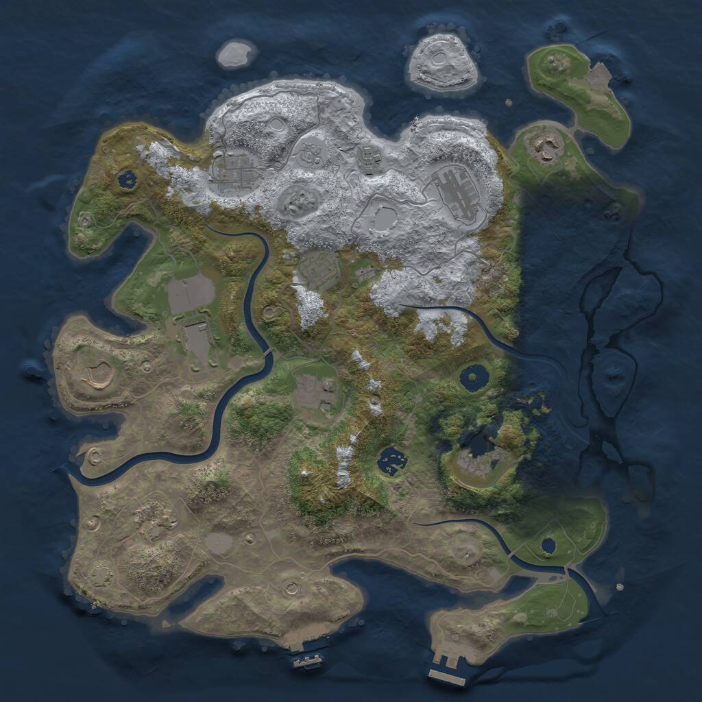 Rust Map: Procedural Map, Size: 3850, Seed: 41433901, 17 Monuments