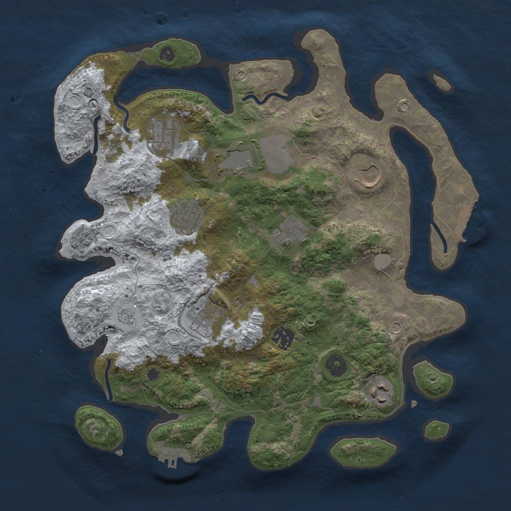 Rust Map: Procedural Map, Size: 3500, Seed: 75622, 18 Monuments