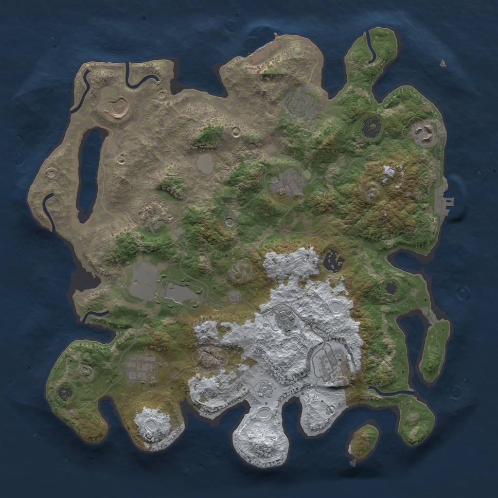 Rust Map: Procedural Map, Size: 3600, Seed: 545615, 19 Monuments