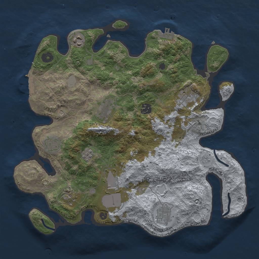 Rust Map: Procedural Map, Size: 3500, Seed: 1463305380, 16 Monuments