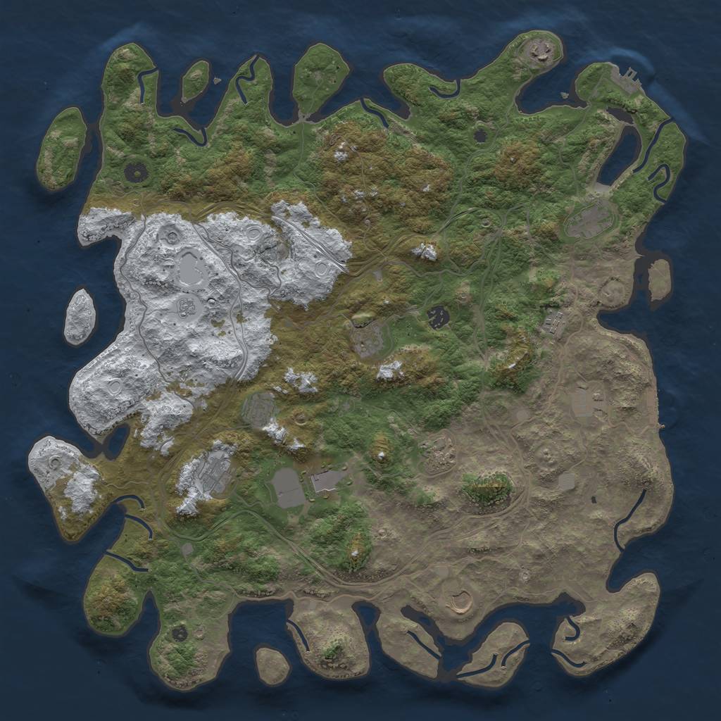 Rust Map: Procedural Map, Size: 4800, Seed: 1341248996, 20 Monuments