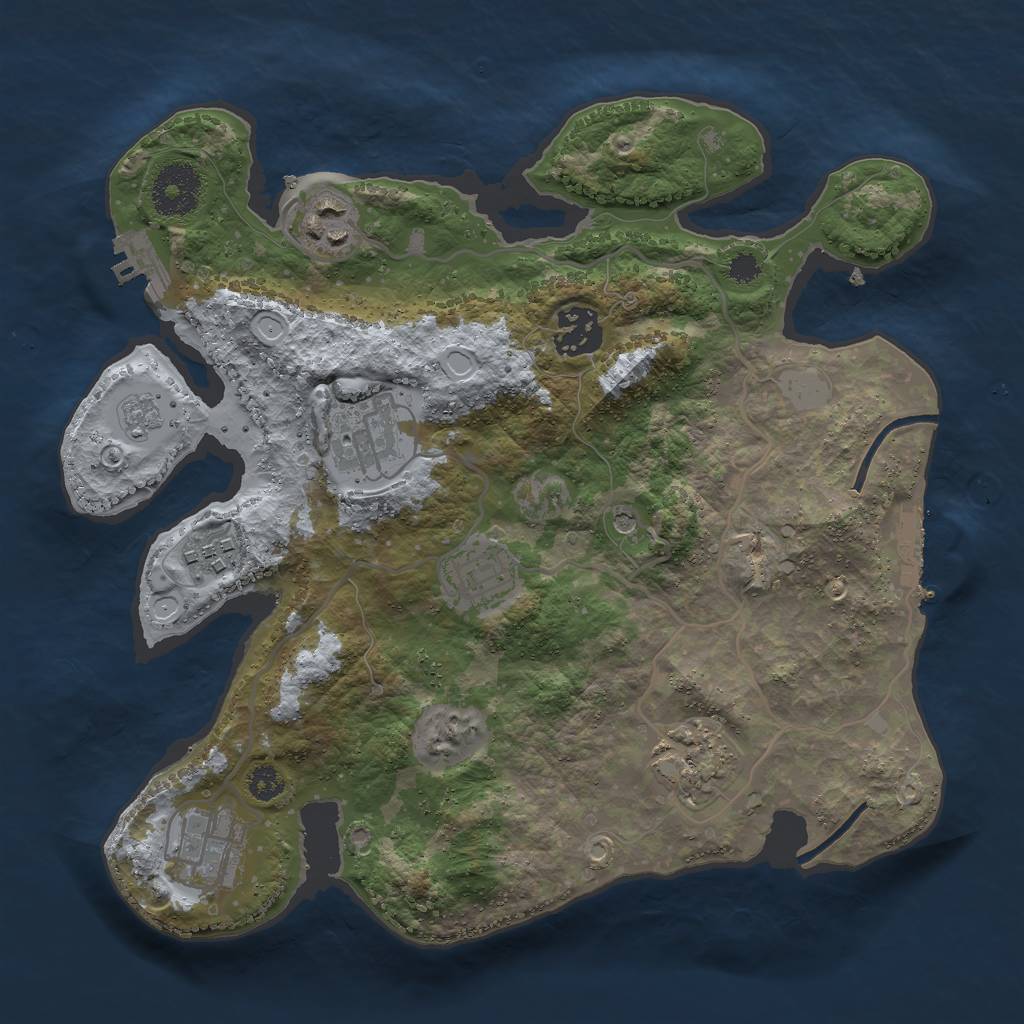 Rust Map: Procedural Map, Size: 3000, Seed: 67649256, 14 Monuments