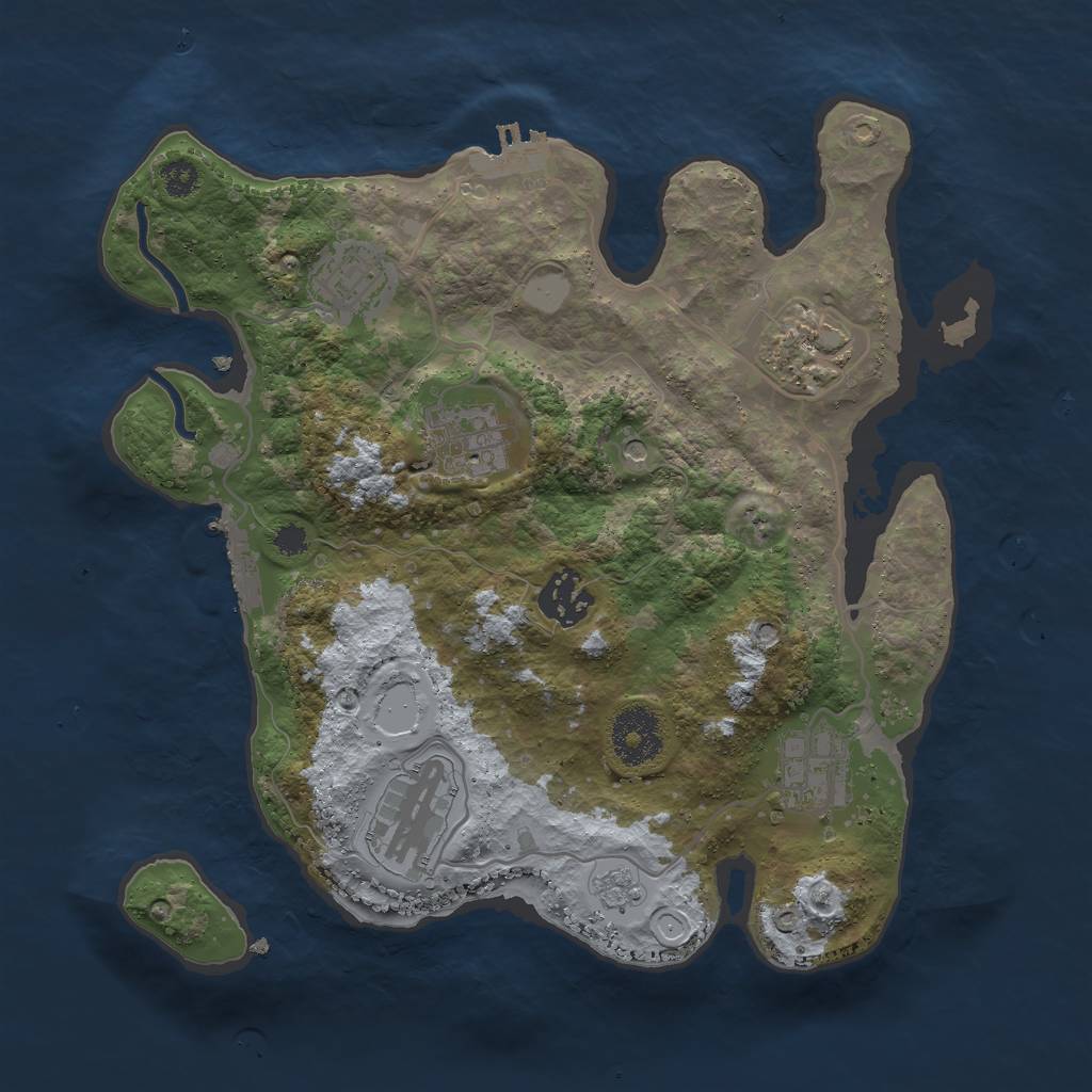 Rust Map: Procedural Map, Size: 3000, Seed: 98765, 13 Monuments