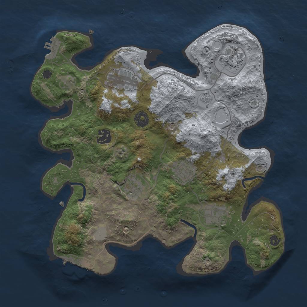 Rust Map: Procedural Map, Size: 3000, Seed: 1049284223, 13 Monuments