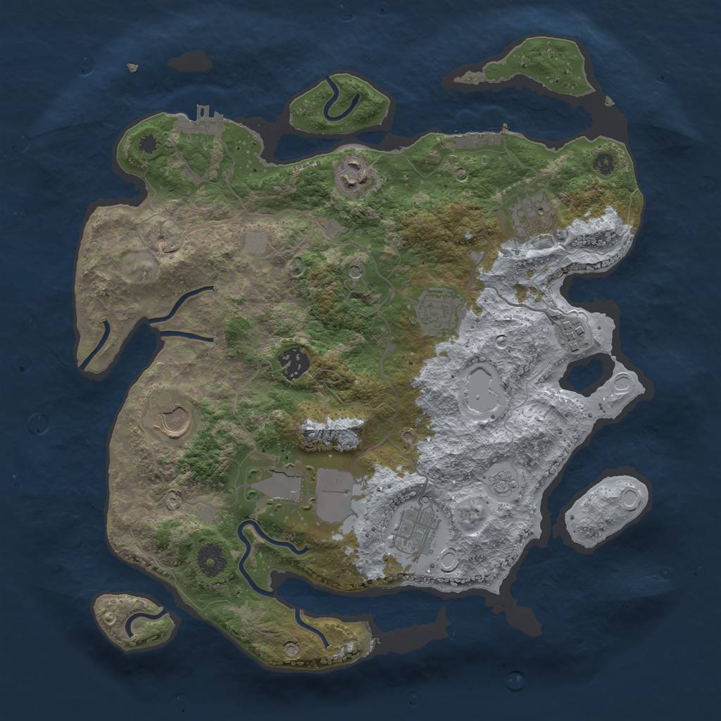 Rust Map: Procedural Map, Size: 3500, Seed: 1430569348, 15 Monuments