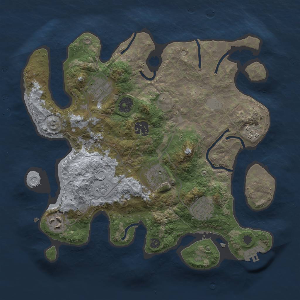 Rust Map: Procedural Map, Size: 3000, Seed: 208326725, 12 Monuments