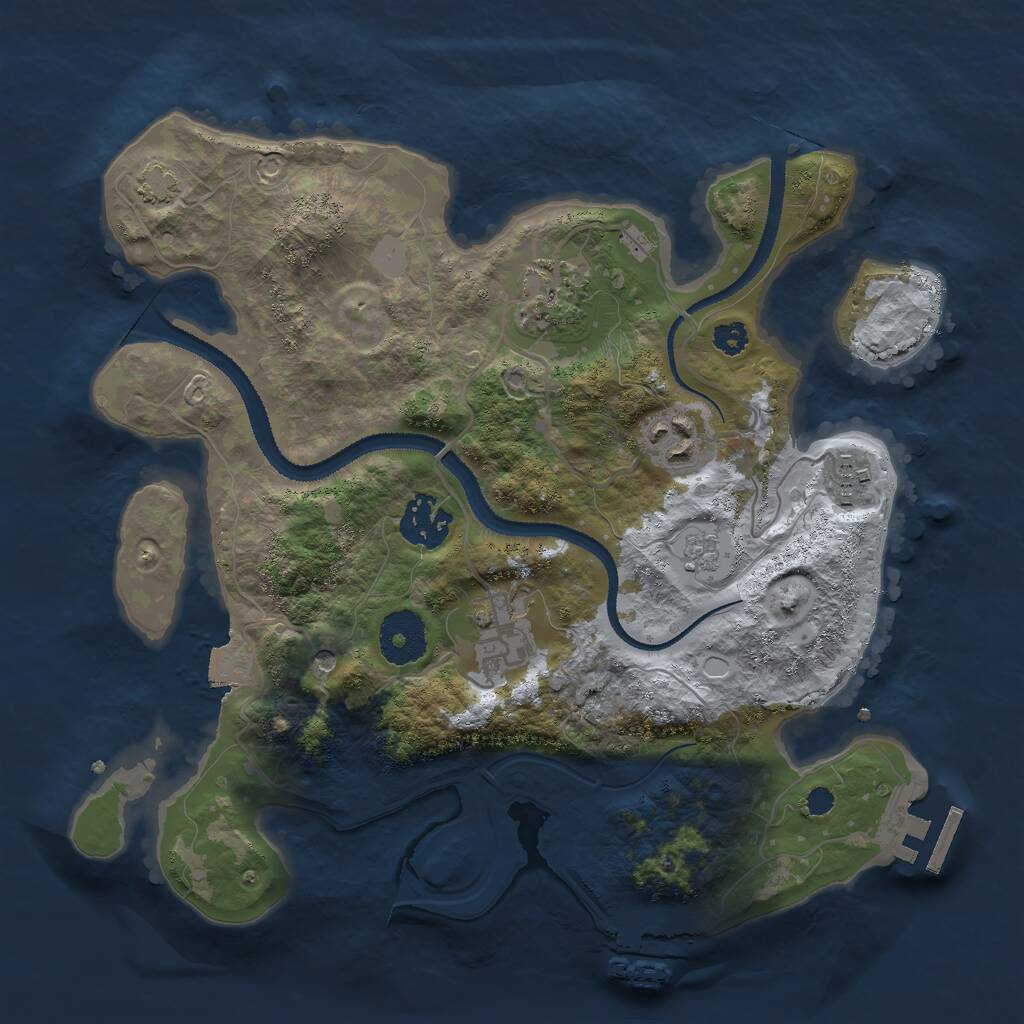 Rust Map: Procedural Map, Size: 3000, Seed: 27729, 11 Monuments