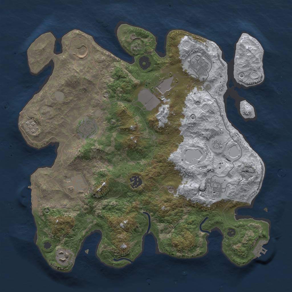 Rust Map: Procedural Map, Size: 3500, Seed: 745333689, 18 Monuments