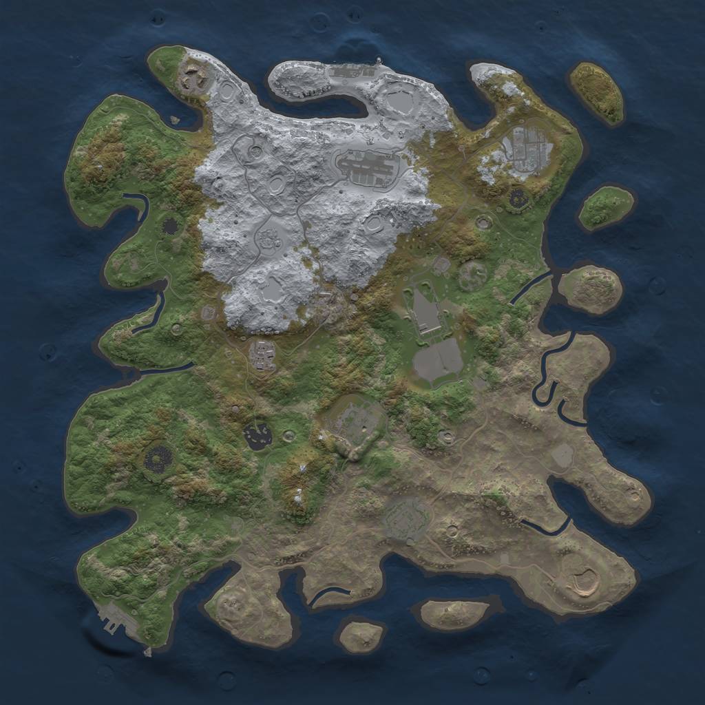 Rust Map: Procedural Map, Size: 3800, Seed: 463626, 16 Monuments