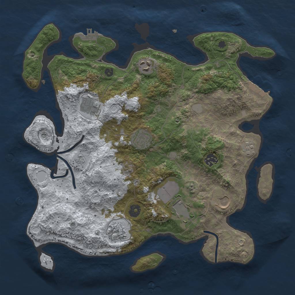 Rust Map: Procedural Map, Size: 3500, Seed: 2493, 17 Monuments