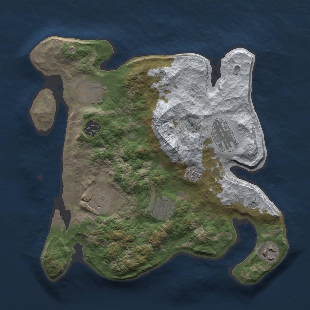 Rust Map: Barren, Size: 3000, Seed: 1268595441, 10 Monuments