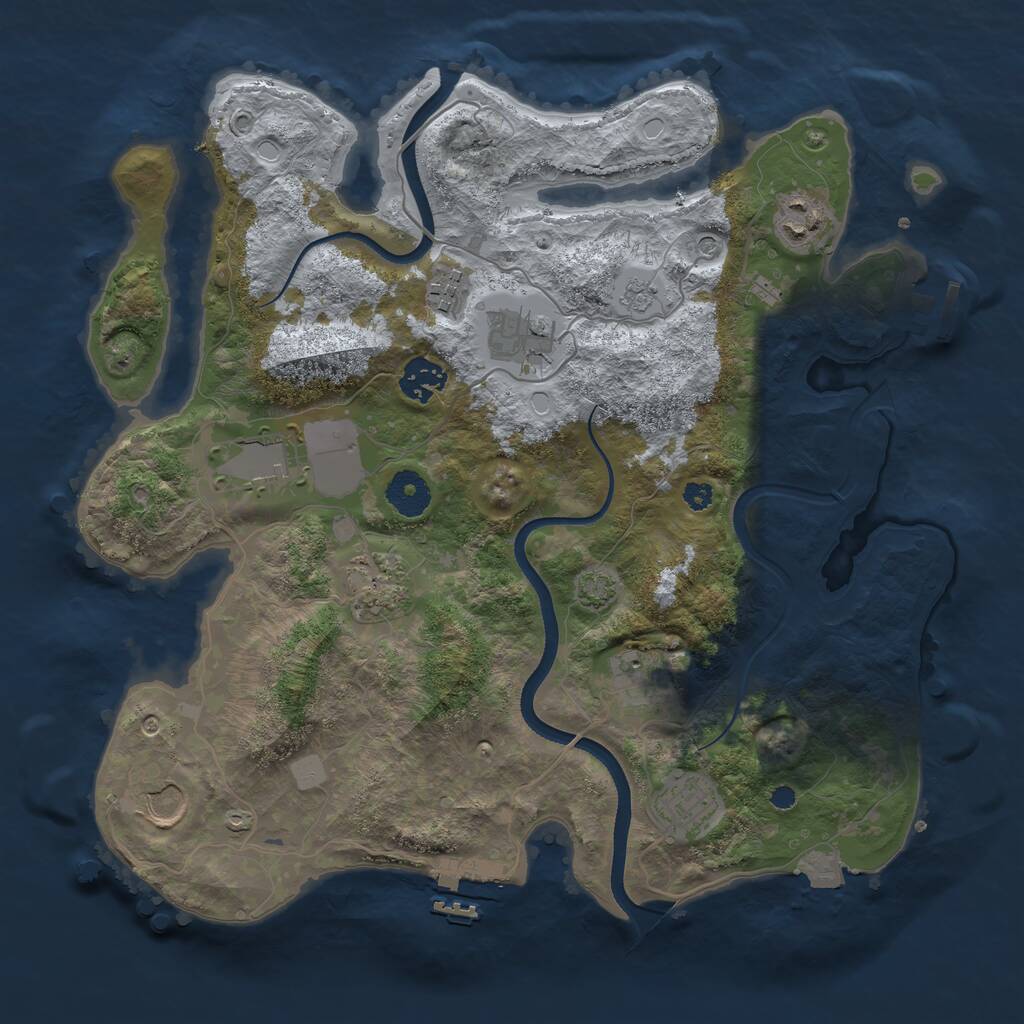 Rust Map: Procedural Map, Size: 3500, Seed: 51681665, 15 Monuments