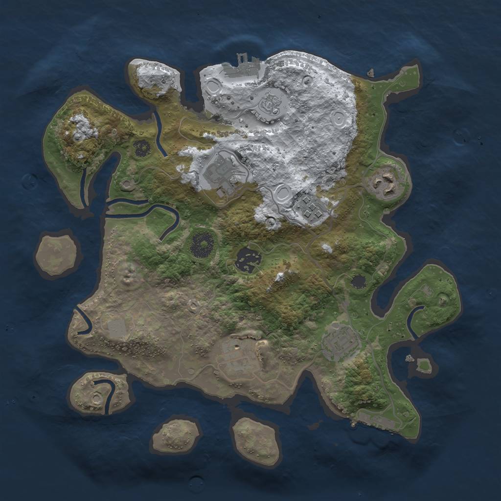 Rust Map: Procedural Map, Size: 3000, Seed: 2048227307, 14 Monuments