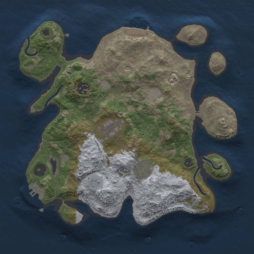 Rust Map: Procedural Map, Size: 3000, Seed: 1015246515, 10 Monuments
