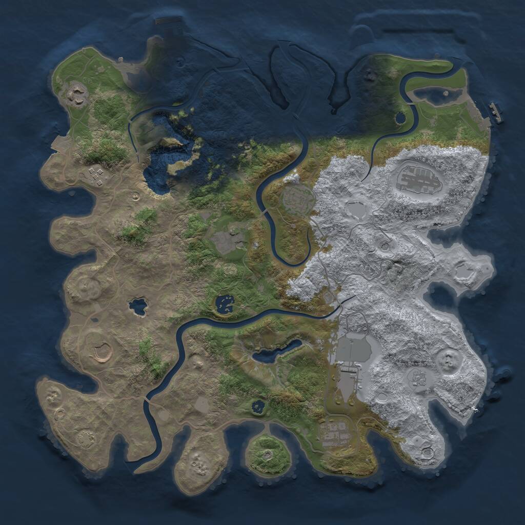 Rust Map: Procedural Map, Size: 4000, Seed: 318097, 15 Monuments