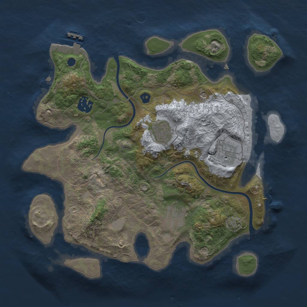 Rust Map: Procedural Map, Size: 3000, Seed: 16471, 8 Monuments