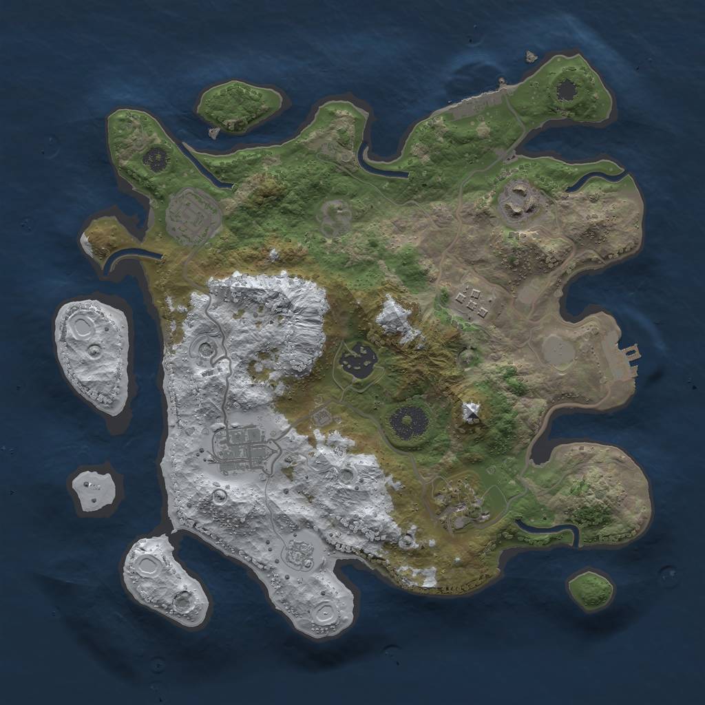 Rust Map: Procedural Map, Size: 3000, Seed: 2434, 15 Monuments