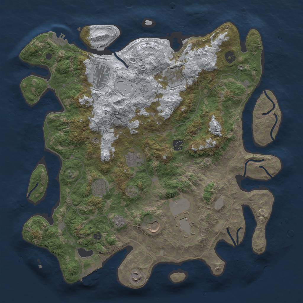 Rust Map: Procedural Map, Size: 4000, Seed: 69668469, 18 Monuments