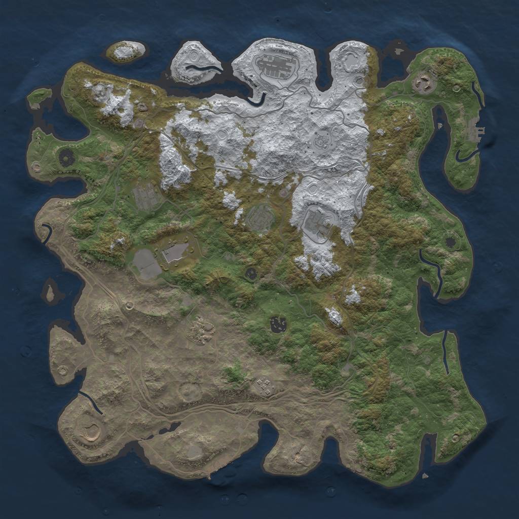 Rust Map: Procedural Map, Size: 4500, Seed: 1437898369, 19 Monuments