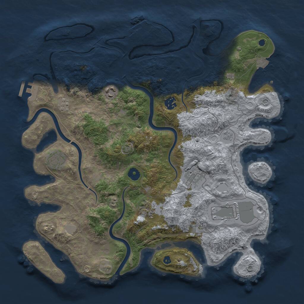 Rust Map: Procedural Map, Size: 3800, Seed: 1971950248, 13 Monuments