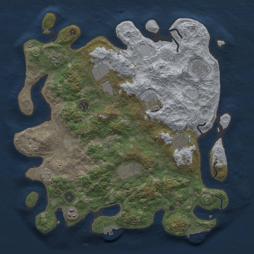 Rust Map: Procedural Map, Size: 3850, Seed: 1742645590, 18 Monuments