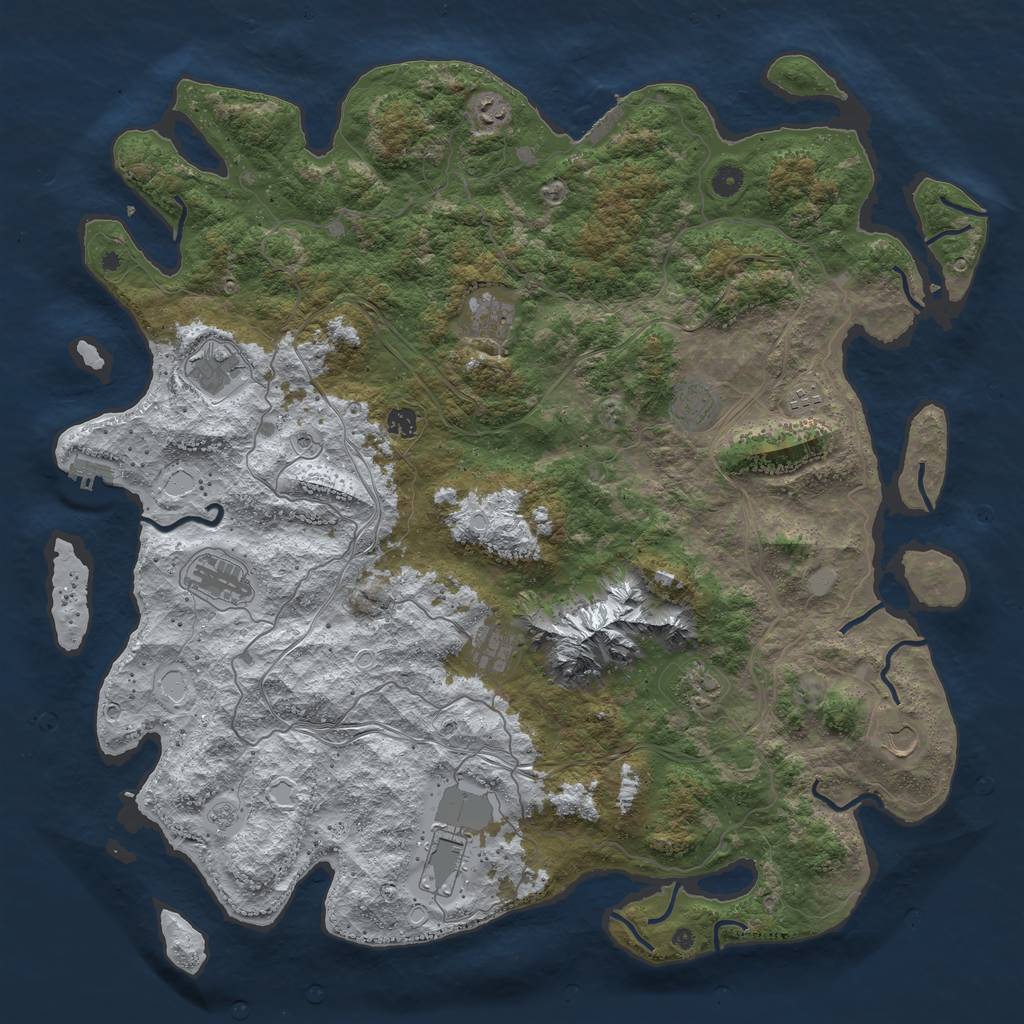 Rust Map: Procedural Map, Size: 5000, Seed: 7648, 20 Monuments