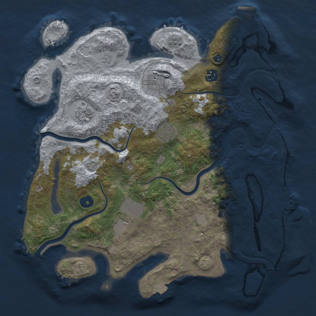 Rust Map: Procedural Map, Size: 3700, Seed: 1307708384, 12 Monuments