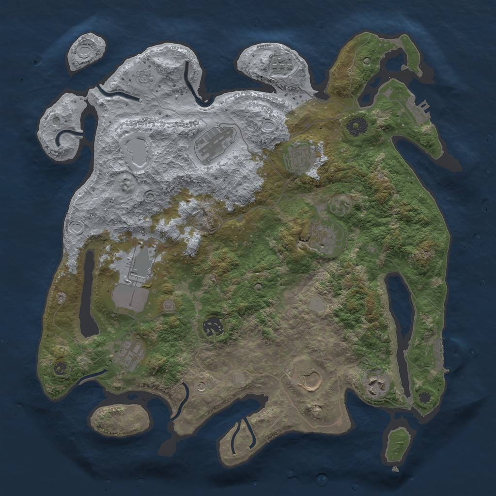 Rust Map: Procedural Map, Size: 3700, Seed: 1307708384, 18 Monuments