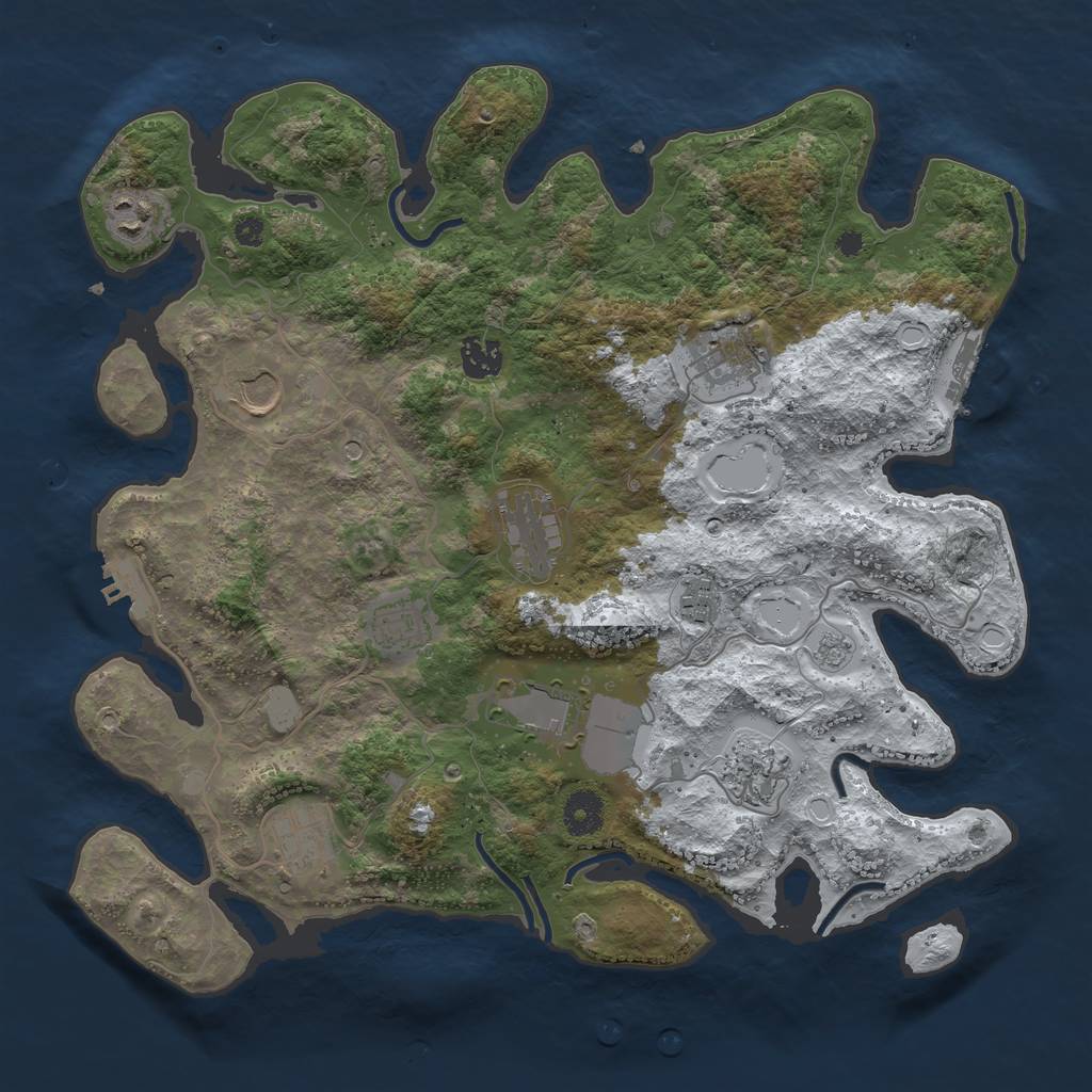 Rust Map: Procedural Map, Size: 3750, Seed: 183852309, 19 Monuments