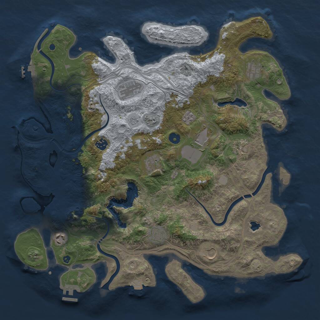 Rust Map: Procedural Map, Size: 4250, Seed: 1078894026, 16 Monuments