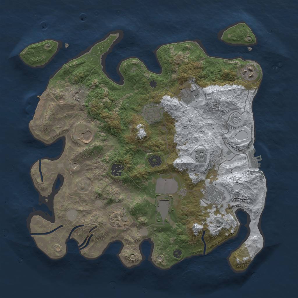 Rust Map: Procedural Map, Size: 3500, Seed: 510880700, 18 Monuments