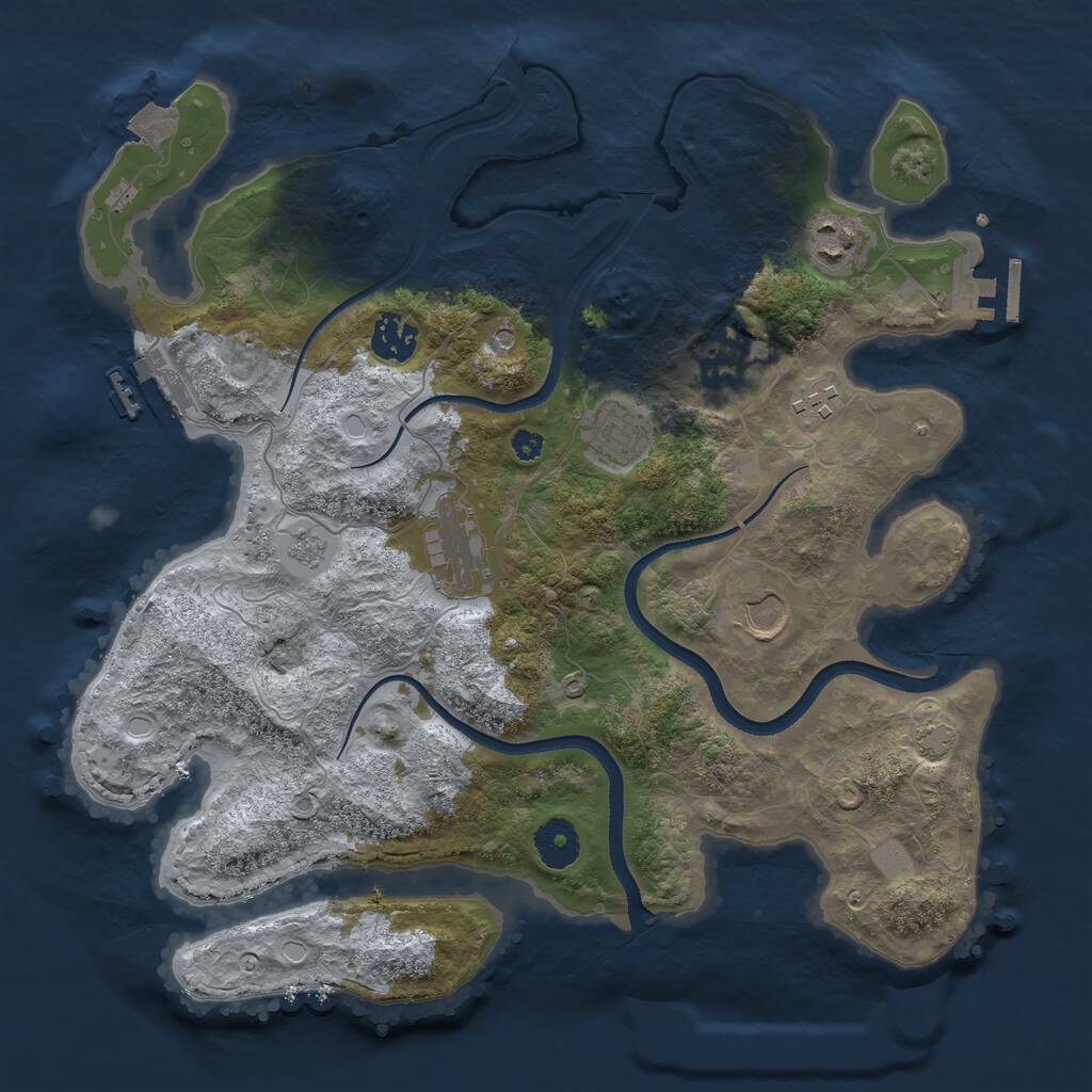 Rust Map: Procedural Map, Size: 3500, Seed: 799041465, 13 Monuments