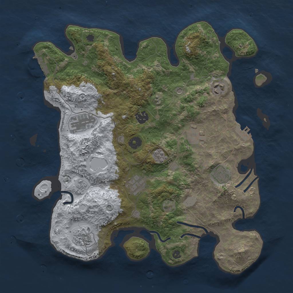 Rust Map: Procedural Map, Size: 3499, Seed: 100, 17 Monuments