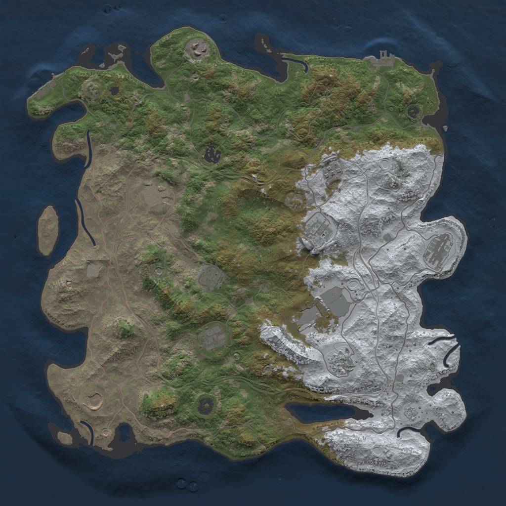 Rust Map: Procedural Map, Size: 4500, Seed: 146365220, 20 Monuments