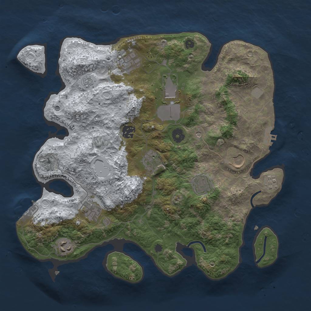 Rust Map: Procedural Map, Size: 3500, Seed: 386754, 18 Monuments