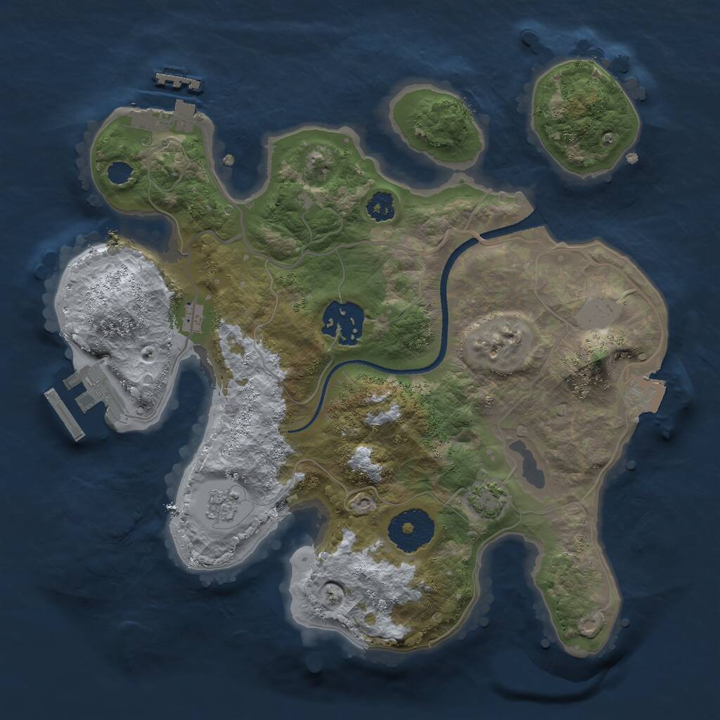 Rust Map: Procedural Map, Size: 2500, Seed: 1163637251, 6 Monuments