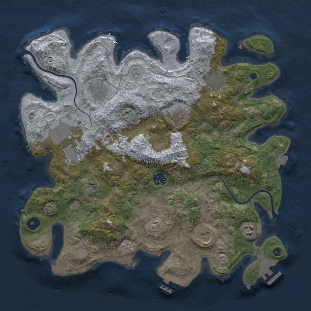 Rust Map: Procedural Map, Size: 3700, Seed: 1908706678, 15 Monuments